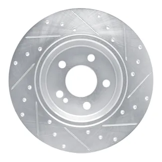 R1 Concepts EDZ-63173L Brake Rotor Drilled and Slotted Silver